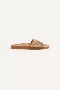 Geometric Beaded Cork Footbed Sandals