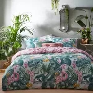 Medinilla Reversible Duvet Cover and Pillowcase Set Mint