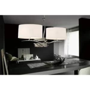 Eve 2 Arm 4 Light Bulbs E27 Pendant Lamp, Polished Chrome with Oval White Shades