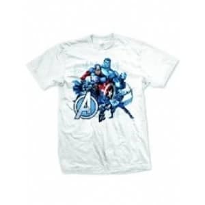 Avengers Group Assemble Mens White T-Shirt Large