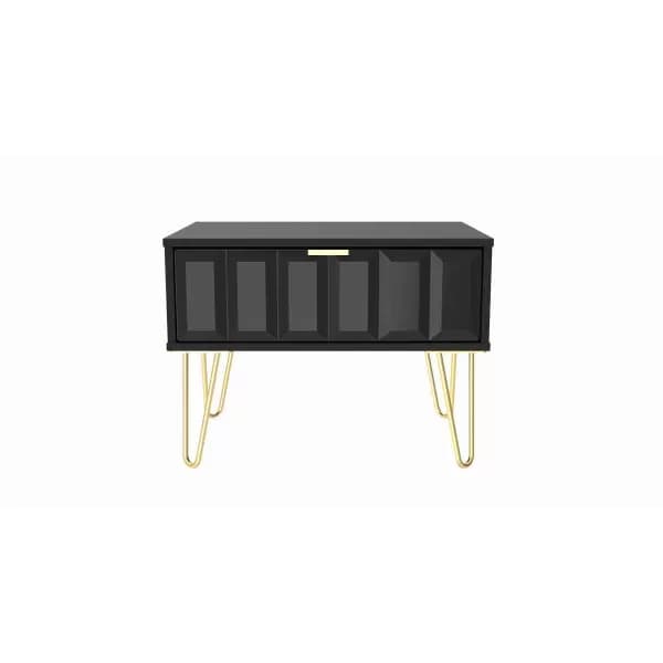 Welcome Furniture Ready Assembled Cube 1 Drawer Wide Side Table In Deep Black