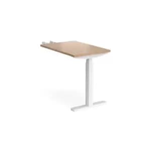 Height Adjustable Desk Rectangular Desk With Return 600mm Beech Tops With White Frames Elev8 Touch