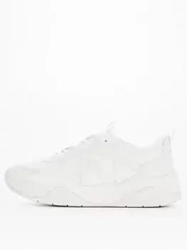Armani Exchange PU Suede Mix Chunky Trainer - White, Size 39, Women
