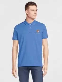 GANT Gant Archive Shield Ss Pique Polo Shirt, Blue Size M Men