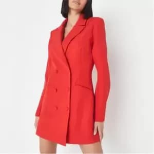 Missguided Double Breasted Flared Sleeve Blazer Dress - Red