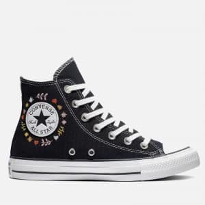Converse Womens Chuck Taylor All Star It's Ok To Wander Hi-Top Trainers - Black/White/Black - UK 3