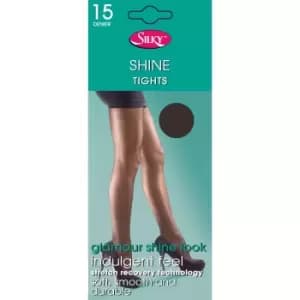 Silky Womens/Ladies Shine Tights (1 Pair) (Large (42a-48a)) (Barely Black)