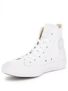 Converse Chuck Taylor All Star Leather Hi-Tops, White/White, Size 3, Women