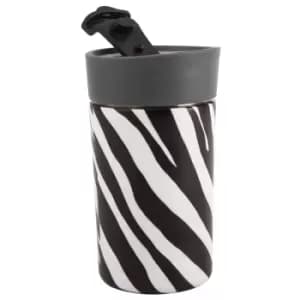 Madagascar Zebra Stripe 300ml Insulated Travel Mug Black and White
