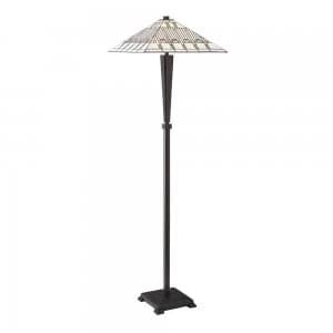 2 Light Floor Light Dark Bronze, Tiffany Glass, E27