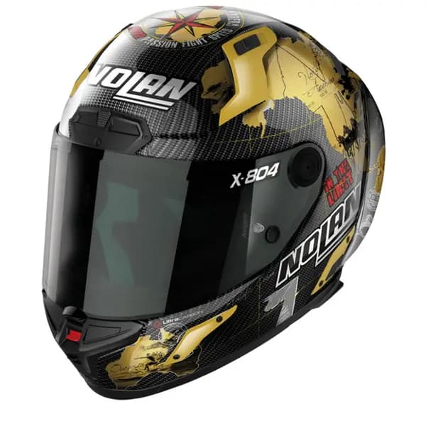 Nolan X-804 RS Ultra Carbon Checa Gold 025 Replica Full Face Helmet Size L