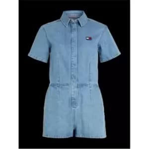 Tommy Jeans Badge Denim Playsuit - Blue