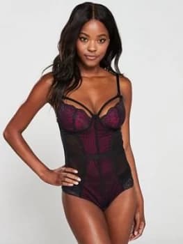 Pour Moi Sensation Lightly Padded Underwired Thong Body - Black