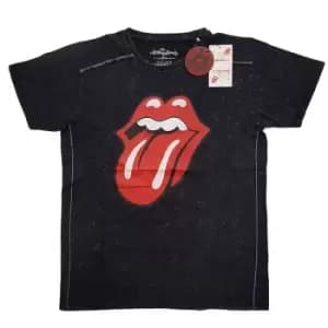 The Rolling Stones - Classic Tongue Unisex XX-Large Snow Wash T-Shirt - Black