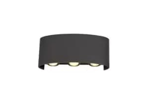 Leoni LED Up & Downward Lighting Wall Light, 6W, 3000K, Anthracite, 500lm, IP54