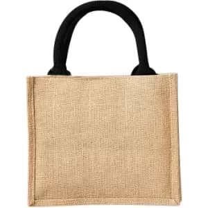 Westford Mill Jute Mini Gift Bag (6 Litres) (Pack Of 2) (One Size) (Natural/Black)