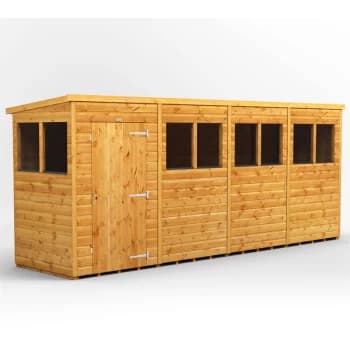 16x4 Power Pent Garden Shed - Brown