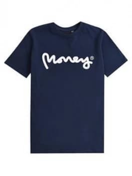 Money Boys White Label Logo Short Sleeve T-Shirt - Navy, Size 7-8 Years