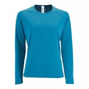 SOLS Womens/Ladies Sporty Long Sleeve Performance T-Shirt (L) (Aqua)