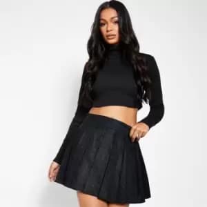 I Saw It First Glitter Pleated Mini Skirt Co-Ord - Black