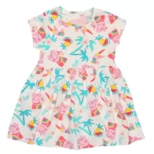 Peppa Pig Girls Flamingo Dress (18-24 Months) (White/Blue/Pink)