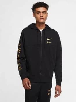 Nike Swoosh Reflective Full Zip Hoodie - Black/Gold