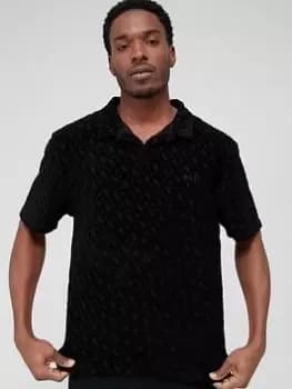 BOSS Towelling Polo Shirt - Black Size M Men