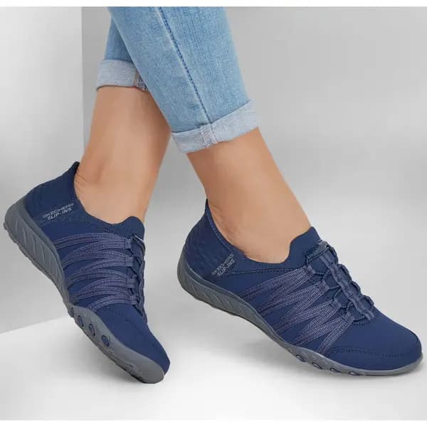 Skechers Womens Slip Ins Breathe Easy Hands Free Trainers Blue - UK 4