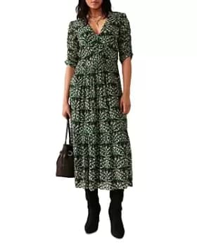 ba & sh Fine Printed Midi Dress
