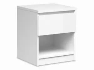 Furniture To Go Naia White High Gloss 1 Drawer Small Bedside Cabinet Flat Packed