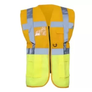 Yoko Hi-Vis Premium Executive/Manager Waistcoat / Jacket (2XL) (Hi Vis Orange/Hi Vis Yell)