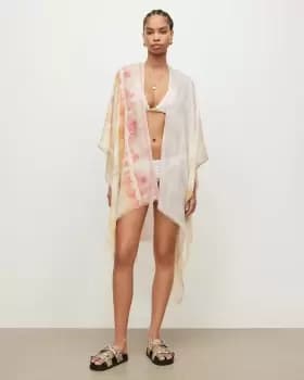 AllSaints Marea Tie Dye Print Ruana Cover Up