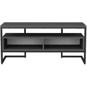 Decorotika - Merrion 110 Cm Wide Modern tv Stand, tv Unit, tv Cabinet Storage With Open Shelves - Black And Anthracite - Black / Anthracite