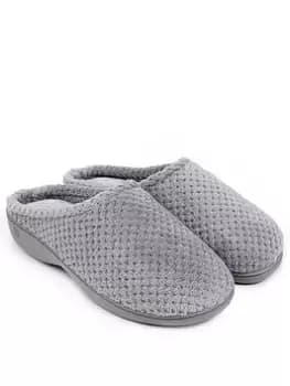 TOTES Isotoner 360 Comfort Popcorn Mule - Grey, Size 4, Women