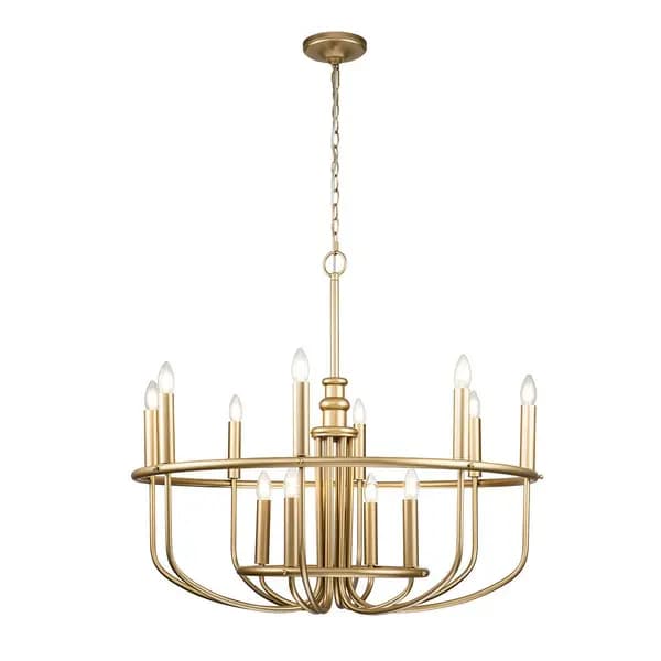 Capitol Hill 12 Light Multi Arm Pendant Ceiling Light, Painted Natural Brass