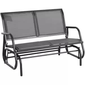 2-Person Patio Glider Bench Gliding Chair Loveseat w/ Armrest Grey - Grey - Outsunny