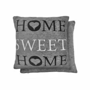Emma Barclay Home Sweet Home Jacquard Cushion (Pair) Cover In Silver
