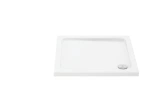 Wickes Square 45mm White Cast Stone Shower Tray - 800mm