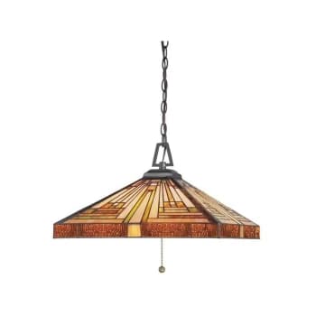 Stephen - 3 Light Tiffany Ceiling Pendant Vintage Bronze, E27 - Elstead