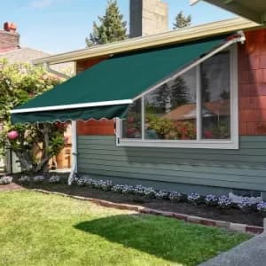 HOMCOM Manual Retractable Awning, size (3.5m x 2.5m)-Green