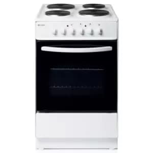 Haden HES60W 60cm Freestanding Single Cavity Electric Cooker with Solid Plate Hob - White