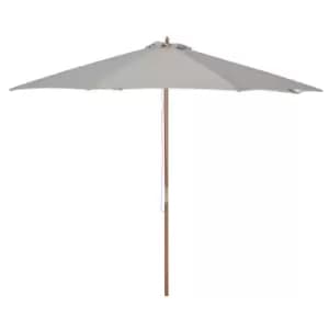 Outsunny 3M Fir Wooden Garden Parasol Sun Shade Outdoor Umbrella Canopy - Grey