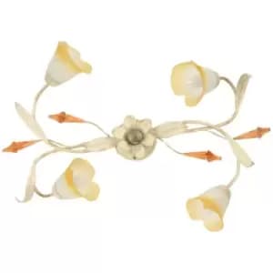 Onli Lucrezia 4 Light Multi Arm Semi Flush Ceiling Lamp, Ivory