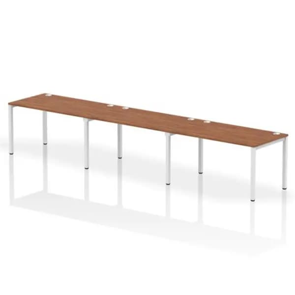 Impulse Bench Single Row 3 Person 1400 White Frame Office Bench Desk Walnut