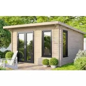 Power Sheds 12 x 12ft Left Hand Door Pent Notched Logs Log Cabin