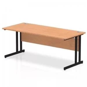 Impulse 1800 x 800mm Straight Desk Oak Top Black Cantilever Leg