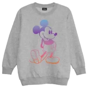 Disney Womens/Ladies Mickey Mouse Pose Boyfriend Sweatshirt (S) (Heather Grey/Purple/Orange)