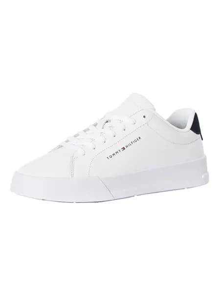 Tommy Hilfiger Court Leather Trainers White/Desert Sky 10 UK