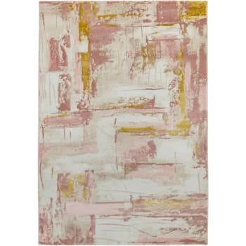 Orion OR01 Decor Pink 200cm x 290cm Rectangle - Ivory and Multicoloured and Pink