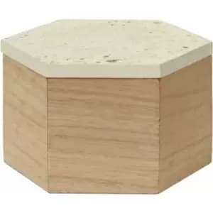 Beige Large Terrazzo Effect Trinket Box Wooden Jewellery Box Display Case large Storage Case Accessory Storage Hexagonal Shape 16 x 11 x 18 - Premier